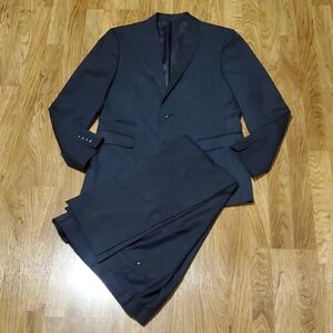 JF J. Ferrar Slim Navy Blue Suit Mens 40R Jacket 34 X 30 Pants